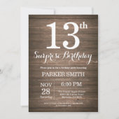 Rustic Surprise 13e anniversaire Invitation (Devant)