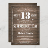 Rustic Surprise 13e anniversaire Invitation (Devant / Derrière)
