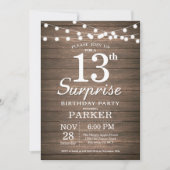 Rustic Surprise 13e anniversaire Invitation Bois (Devant)