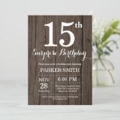 Rustic Surprise 15e anniversaire Invitation (Debout devant)