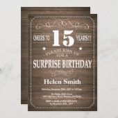 Rustic Surprise 15e anniversaire Invitation (Devant / Derrière)