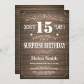 Rustic Surprise 15e anniversaire Invitation (Devant / Derrière)