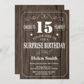 Rustic Surprise 15e anniversaire Invitation (Devant / Derrière)