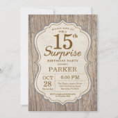 Rustic Surprise 15e anniversaire Invitation Bois (Devant)