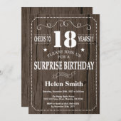 Rustic Surprise 18e anniversaire Invitation (Devant / Derrière)
