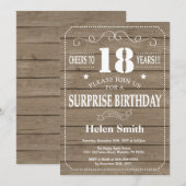Rustic Surprise 18e anniversaire Invitation (Devant / Derrière)