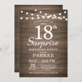 Rustic Surprise 18e anniversaire Invitation Bois (Devant / Derrière)
