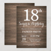 Rustic Surprise 18th Birthday Invitation Kaart (Voorkant / Achterkant)