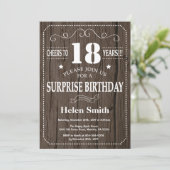 Rustic Surprise 18th Birthday Invitation Kaart (Staand voorkant)