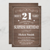 Rustic Surprise 21ème anniversaire Invitation (Devant / Derrière)