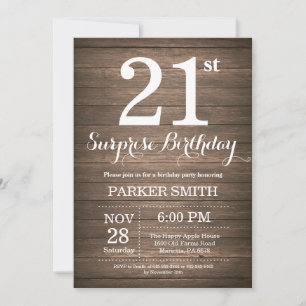 Rustic Surprise 21ème anniversaire Invitation