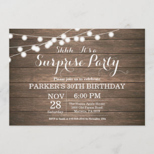 Rustic Surprise 30th Birthday Invitation Wood Kaart
