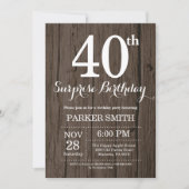 Rustic Surprise 40th Birthday Invitation Kaart (Voorkant)