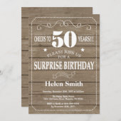 Rustic Surprise 50e anniversaire Invitation (Devant / Derrière)