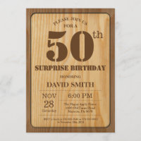 Rustic Surprise 50e anniversaire Invitation Bois