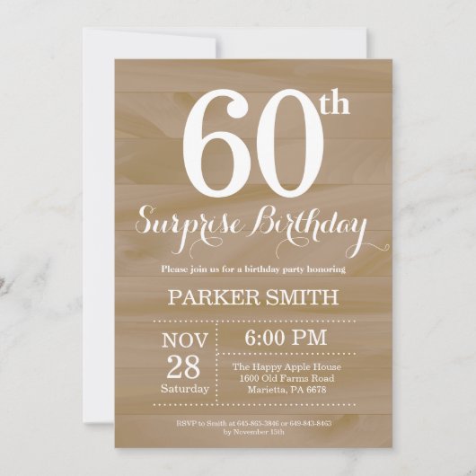 Rustic Surprise 60e anniversaire Invitation (Devant)