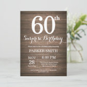 Rustic Surprise 60th Birthday Invitation Kaart (Staand voorkant)