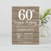 Rustic Surprise 60th Birthday Invitation Kaart (Staand voorkant)