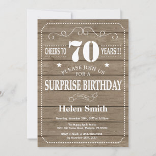 Rustic Surprise 70e anniversaire Invitation