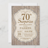 Rustic Surprise 70e anniversaire Invitation Bois (Devant)