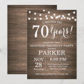 Rustic Surprise 70e anniversaire Invitation Bois (Devant / Derrière)
