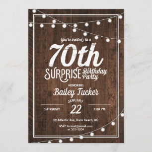 Rustic Surprise 70ste verjaardagsfeestje Kaart