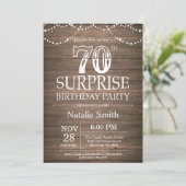 Rustic Surprise 70th Birthday Invitation (Debout devant)