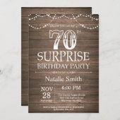 Rustic Surprise 70th Birthday Invitation (Devant / Derrière)