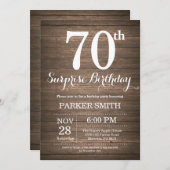 Rustic Surprise 70th Birthday Invitation (Devant / Derrière)