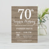 Rustic Surprise 70th Birthday Invitation (Debout devant)