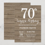 Rustic Surprise 70th Birthday Invitation (Devant / Derrière)
