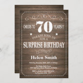 Rustic Surprise 70th Birthday Invitation (Devant / Derrière)