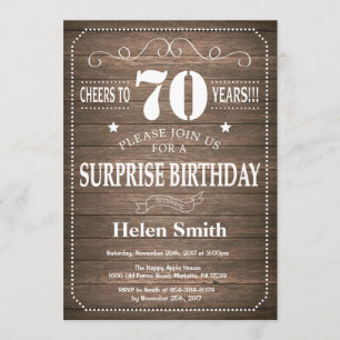 Rustic Surprise 70th Birthday Invitation