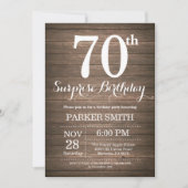 Rustic Surprise 70th Birthday Invitation Kaart (Voorkant)