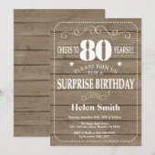 Rustic Surprise 80th Birthday Invitation (Devant / Derrière)
