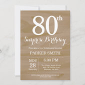 Rustic Surprise 80th Birthday Invitation (Devant)