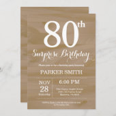 Rustic Surprise 80th Birthday Invitation (Devant / Derrière)