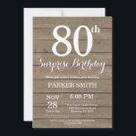 Rustic Surprise 80th Birthday Invitation<br><div class="desc">Rustic Surprise Invitation d'anniversaire 80e. Arrière - plan rustique en bois. Anniversaire vintage du Retro. Anniversaire adulte. Hommes ou Femmes Anniversaire Invitation. 13ème 15ème 16ème 18ème 20ème 21ème 30ème 40ème 50ème 60ème 70ème 80ème 90ème 100ème, Tout âge. Pour plus de personnalisation, cliquez sur le bouton "Customiser" et utilisez notre outil...</div>