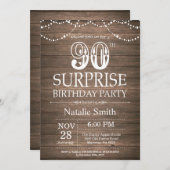 Rustic Surprise 90e anniversaire Invitation (Devant / Derrière)