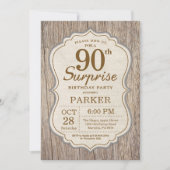 Rustic Surprise 90e anniversaire Invitation Bois (Devant)