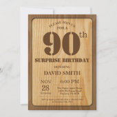 Rustic Surprise 90e anniversaire Invitation Bois (Devant)