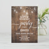 Rustic Surprise Birthday Party Kaart (Staand voorkant)