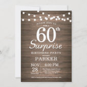 Rustic Surprise Invitation 60e anniversaire Bois (Devant)