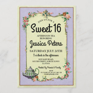 Rustic Sweet 16 Party Wonderland Theepot Tea Party Kaart