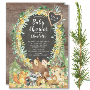 Rustic Sweet Baby Woodland Animals Baby shower Kaart