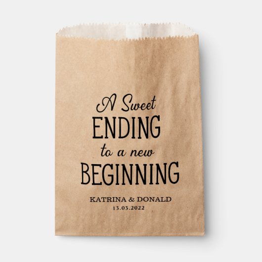 Rustic Sweet Ending Wedding Favor Bag Bedankzakje (Voorkant)