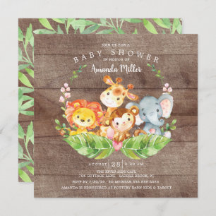 Rustic Sweet Oerwoud Safari Animals Baby shower Kaart