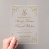 Rustic Swirl Frame Gold Muslim Wedding Acryl Uitnodigingen (Insitu (Draagbaar))