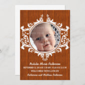 Rustic Swirls Baby Aankondiging (Voorkant / Achterkant)