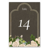 Rustic Table Numéro carte roses et lichens mariage (Dos)